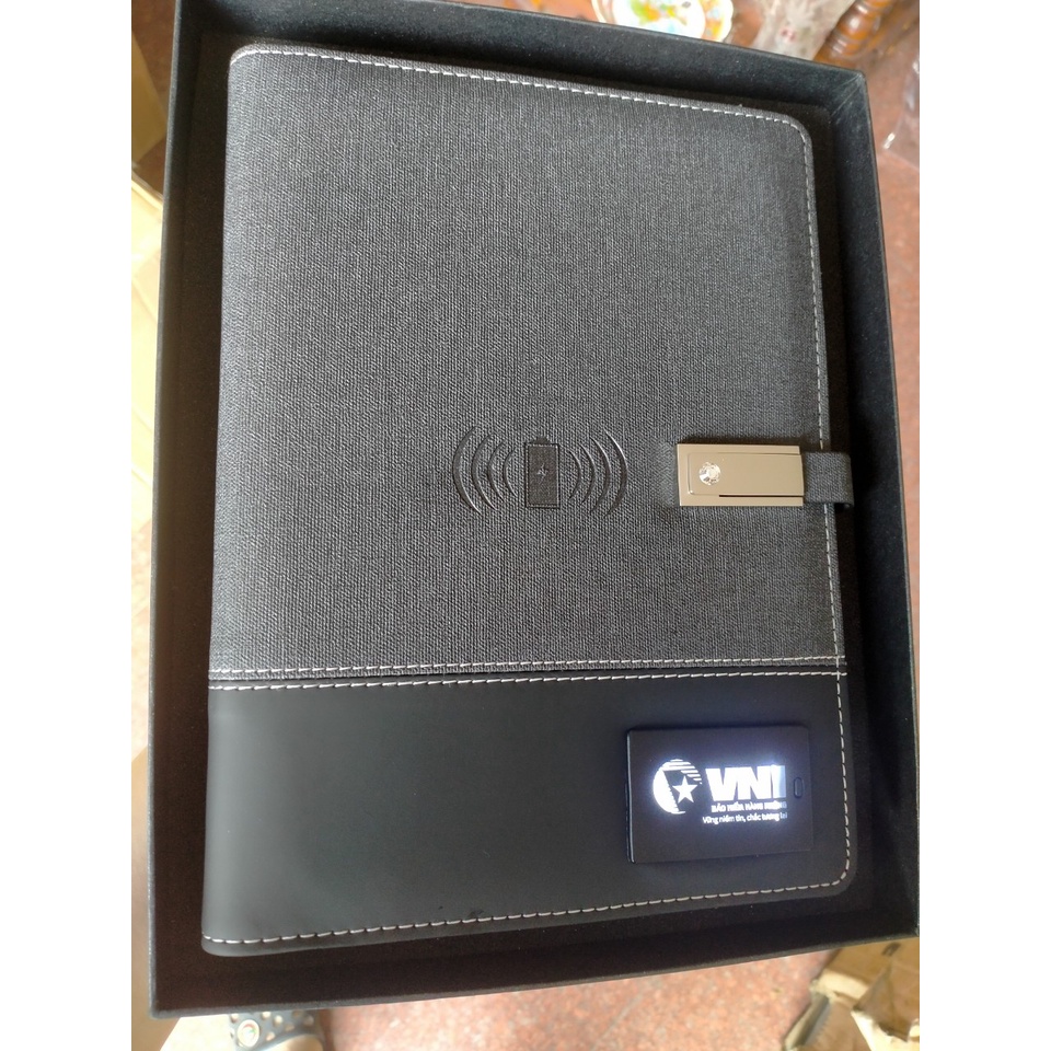 Sổ sạc dự phòng không dây đa năng khắc logo theo yêu cầu