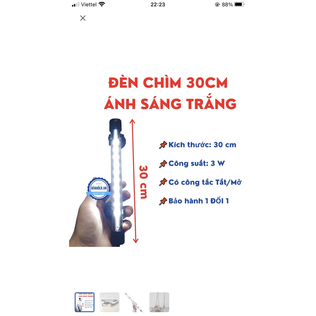 Đèn led hồ cá 30cm ( chống nước ) FORT DI T4-30 LED trắng