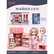 (HÀNG ĐỘC) Trò chơi mô hình tủ lạnh kèm búp bê nhỏ nhắn vô cùng xinh đẹp kèm nhiều đồ thiết kế tinh xảo dành cho bé