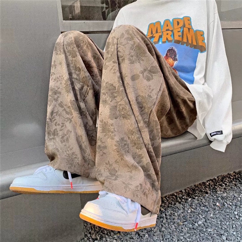 Quần Nhung Ống Rộng Thời Trang Retro Nhật Bản Dành Cho Nam / Size M-3XL / 2 Màu