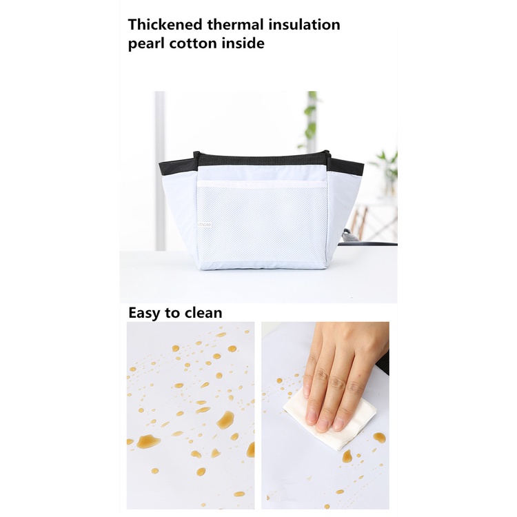 Túi Đựng Hộp Cơm Trưa Giữ Nhiệt Màu Đen Chống Thấm Nước Mang Đi Dã Ngoại Tiện Lợi