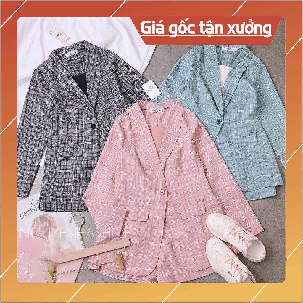 Set BLAZER kẻ 2 món ( VEST + QUẦN) - Blazer nữ