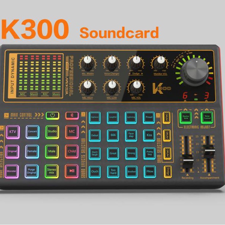 Combo mic livestream karaoke Aqta ALC290 và sound card K300 có bluetooth Auto-tune đi kèm chân màng tai nghe