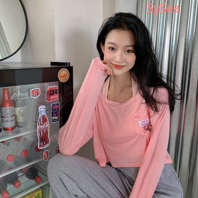 Bộ áo cổ yếm và áo dài tay dáng rộng thời trang cho nữ