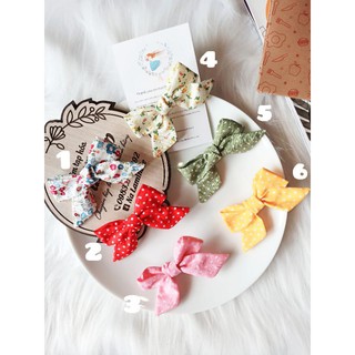 [Handmade] Kẹp tóc gắn nơ hoạ tiết hoa nhí, chấm bi cho mẹ và bé