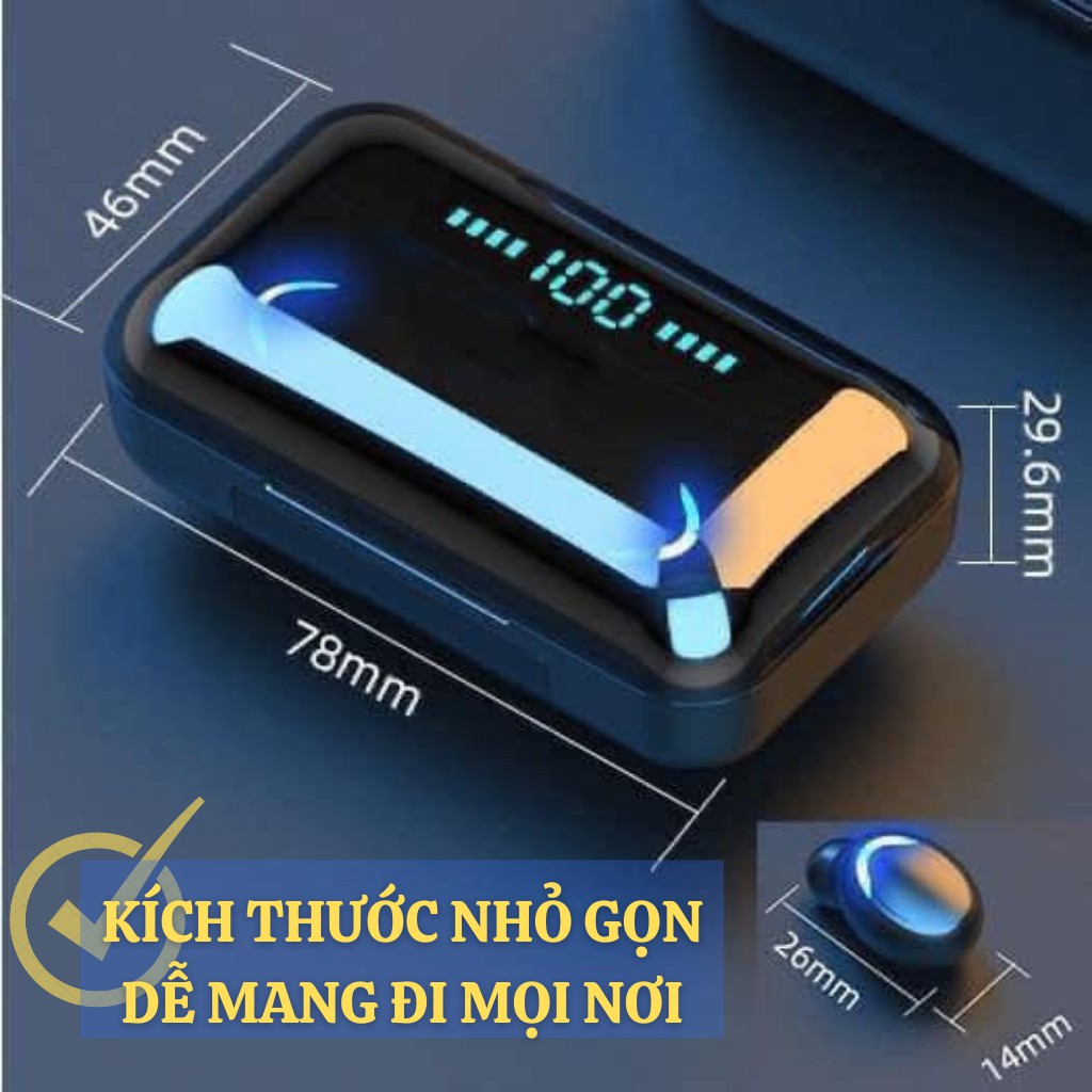 Tai Nghe Bluetooth Mini Nhét Tai F9 PRO - Phiên Bản 2021 - Nghe Cực Đã - Sạc Dự Phòng Cho Điện Thoại