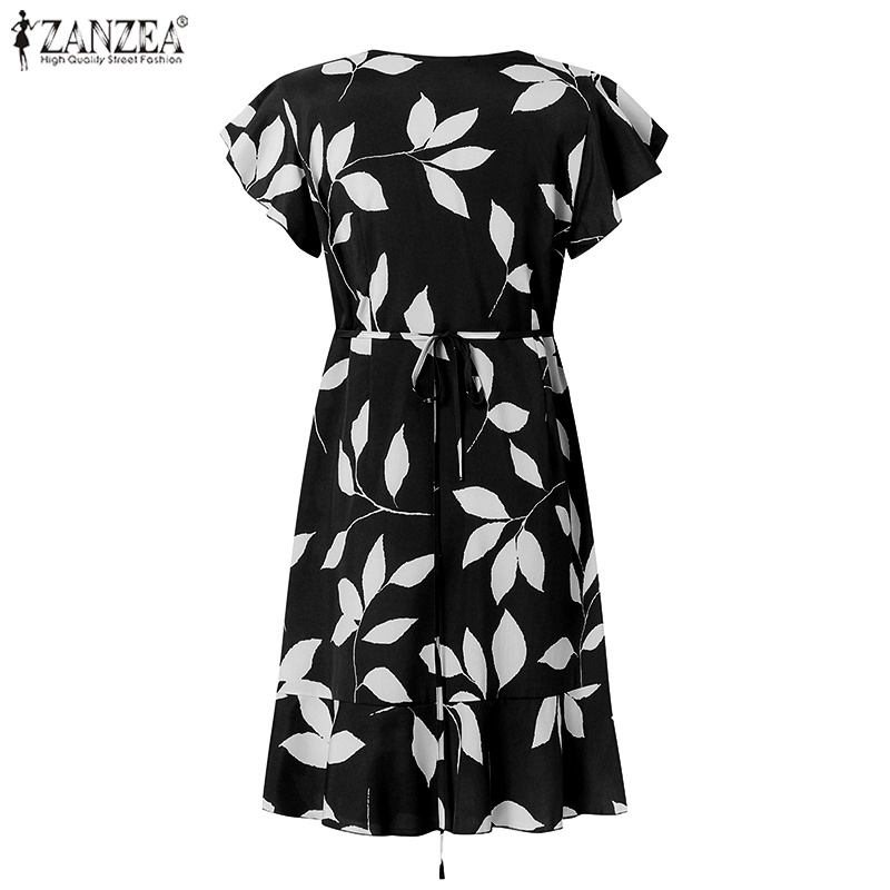 Đầm hoa Zanzea cổ chữ V thời trang thanh lịch cho nữ