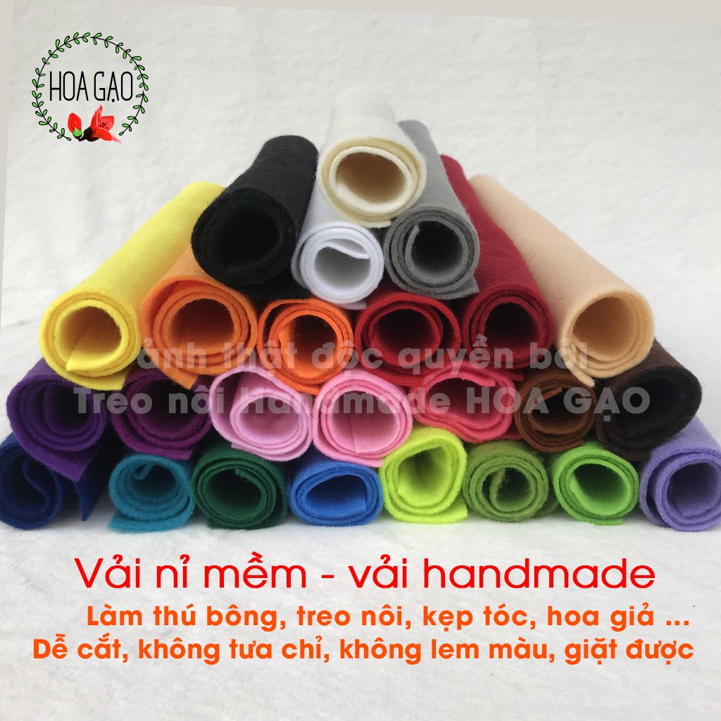 Nỉ mềm, vải nỉ diy khổ to 90 cm HOA GẠO GNM9 giá sĩ, thủ công mỹ thuật, may gối free ship extra