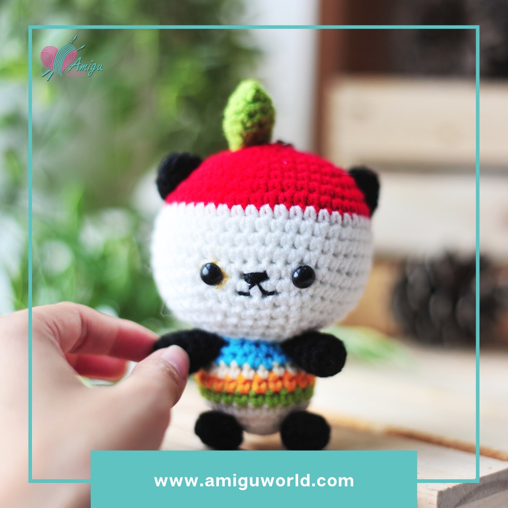Móc khóa thú bông - Gấu táo handmade - Amigurumi - Thú bông bằng len - Nhân vật Disney