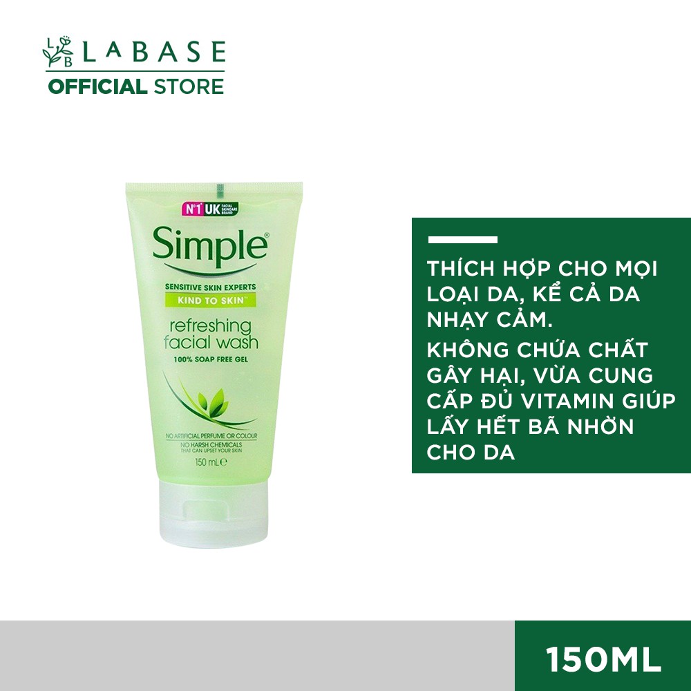 [Hàng nhập khẩu chính hãng] Sữa Rửa Mặt Simple Kind To Skin Refreshing Facial Wash Gel | BigBuy360 - bigbuy360.vn