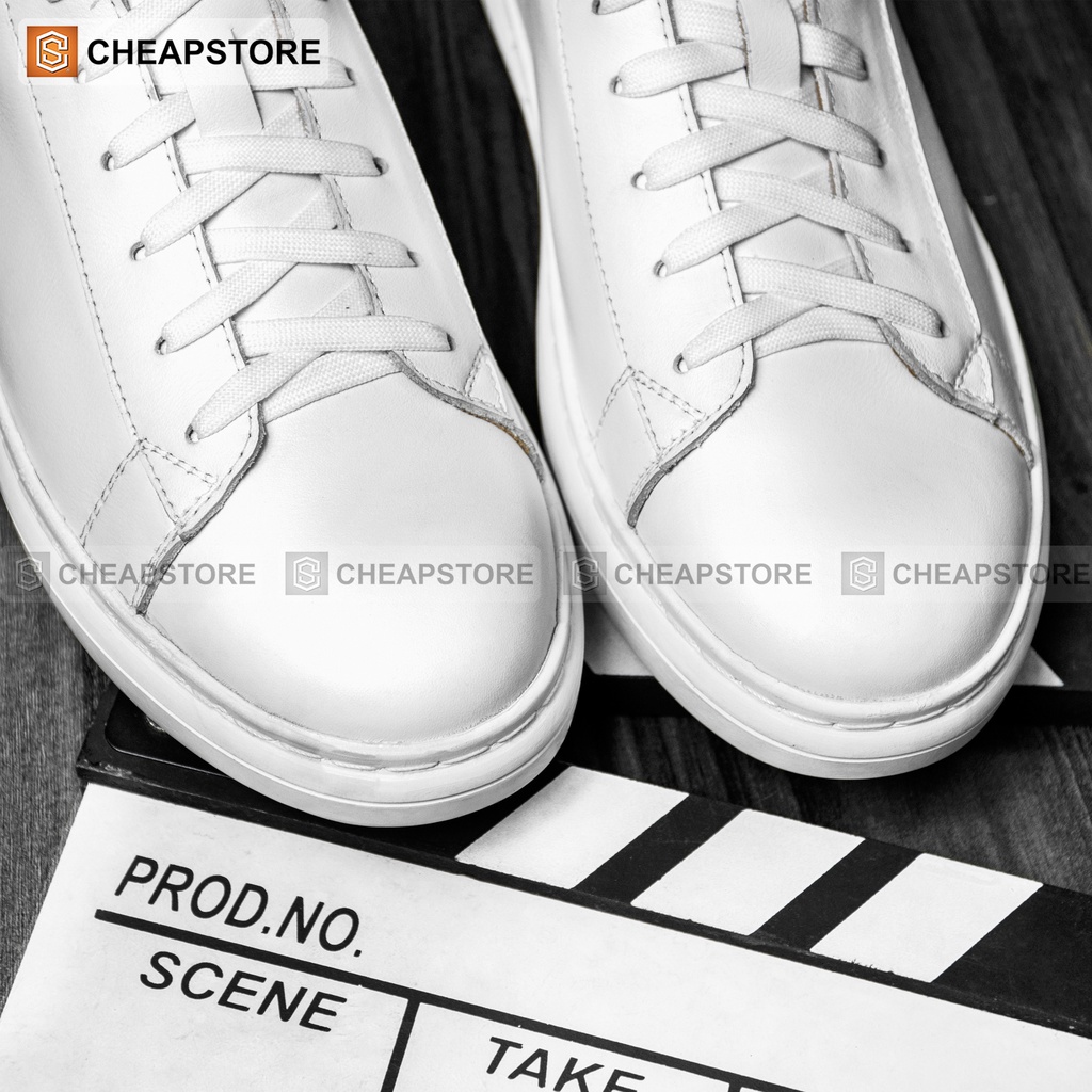 Giày da thể thao trắng CHEAPSTORE CS517 Trắng - Giày da bò tăng chiều cao thể thao (bảo hành 24 tháng)