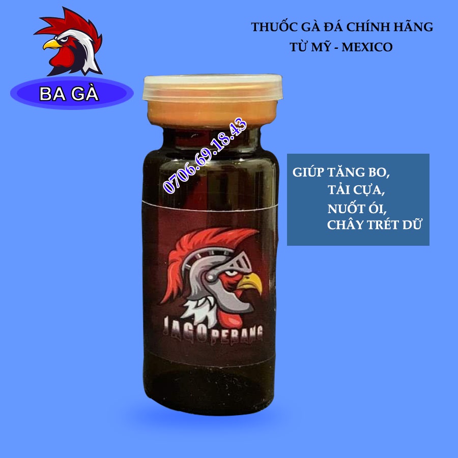 Thuốc gà đá JAGO 1cc Giúp tăng bo, tải cựa, nuốt ói - Hàng Mỹ Loại Chích