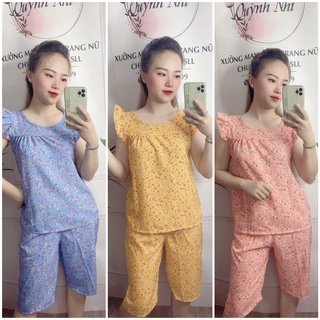 Set bộ lụa lửng mặc nhà họa tiết hoa hồng nhí hot có size 40-75kg - lua33
