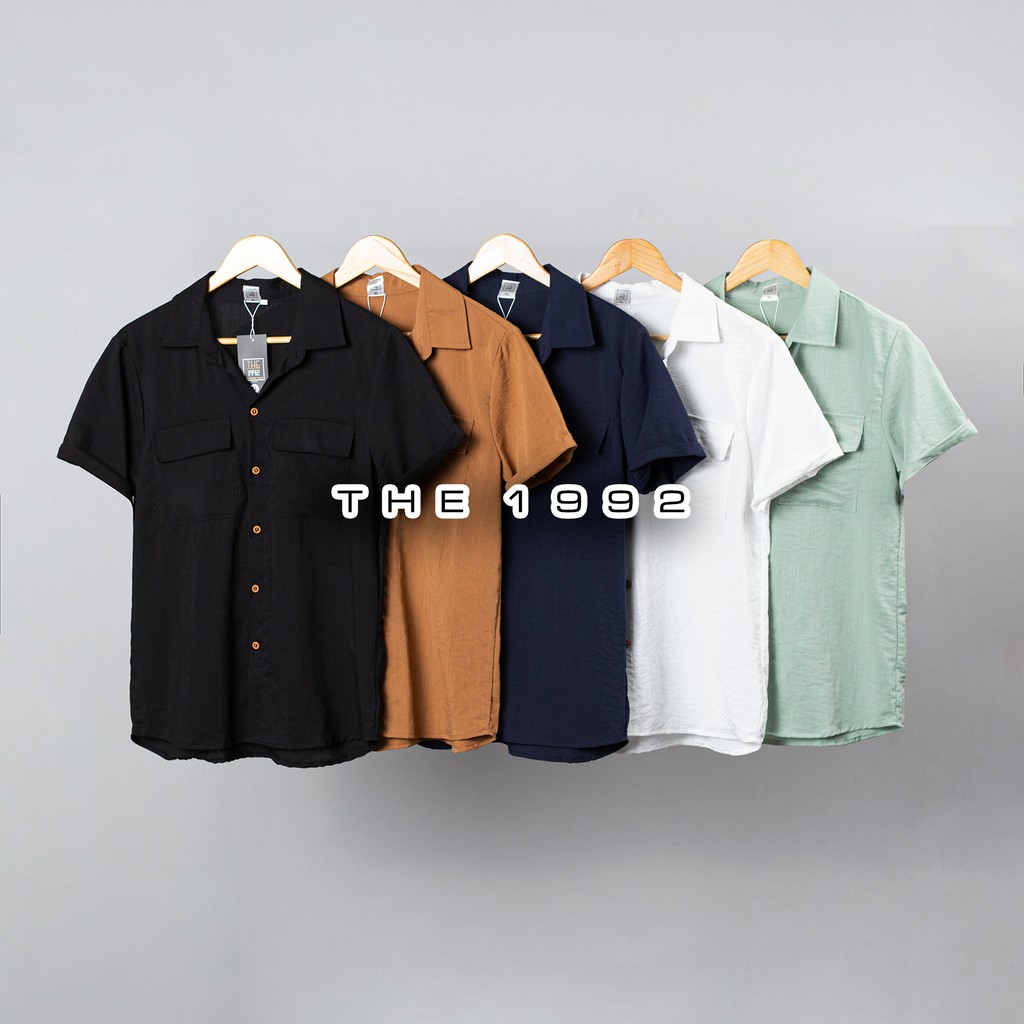 Áo sơ mi nam THE 1992 Áo đũi nam cổ bẻ cộc tay | BigBuy360 - bigbuy360.vn