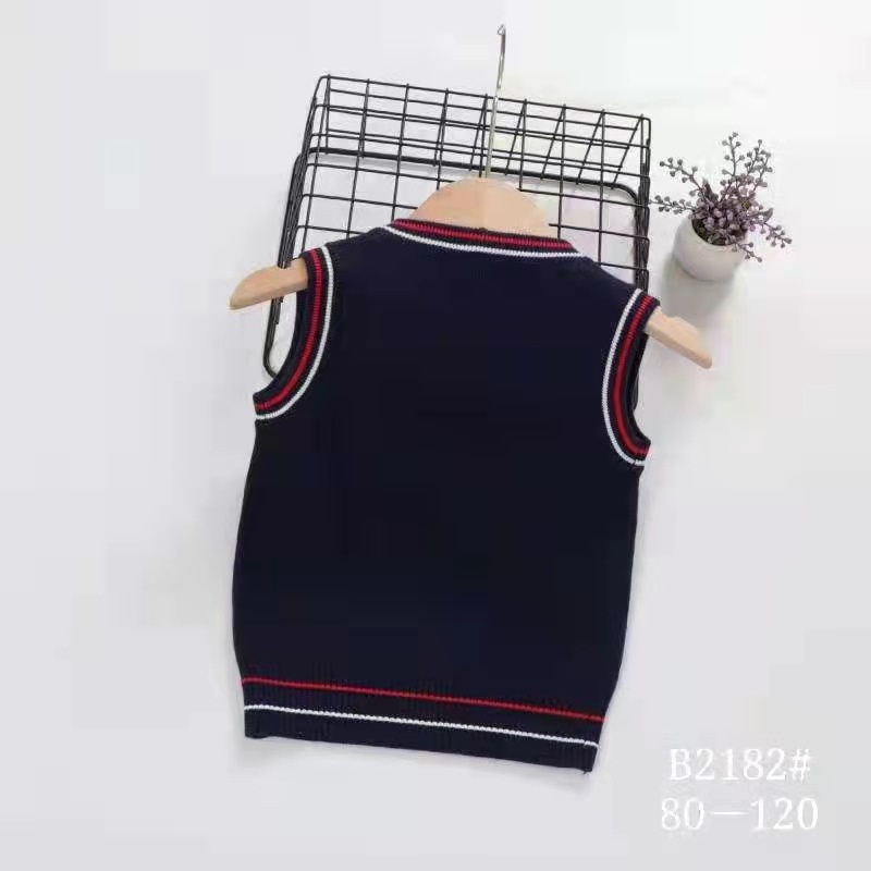 Áo gile len bé trai 1-6 tuổi cổ tim thêu chữ MOCHIN. Gile len cho bé phong cách Hàn Quốc sợi không bai xù