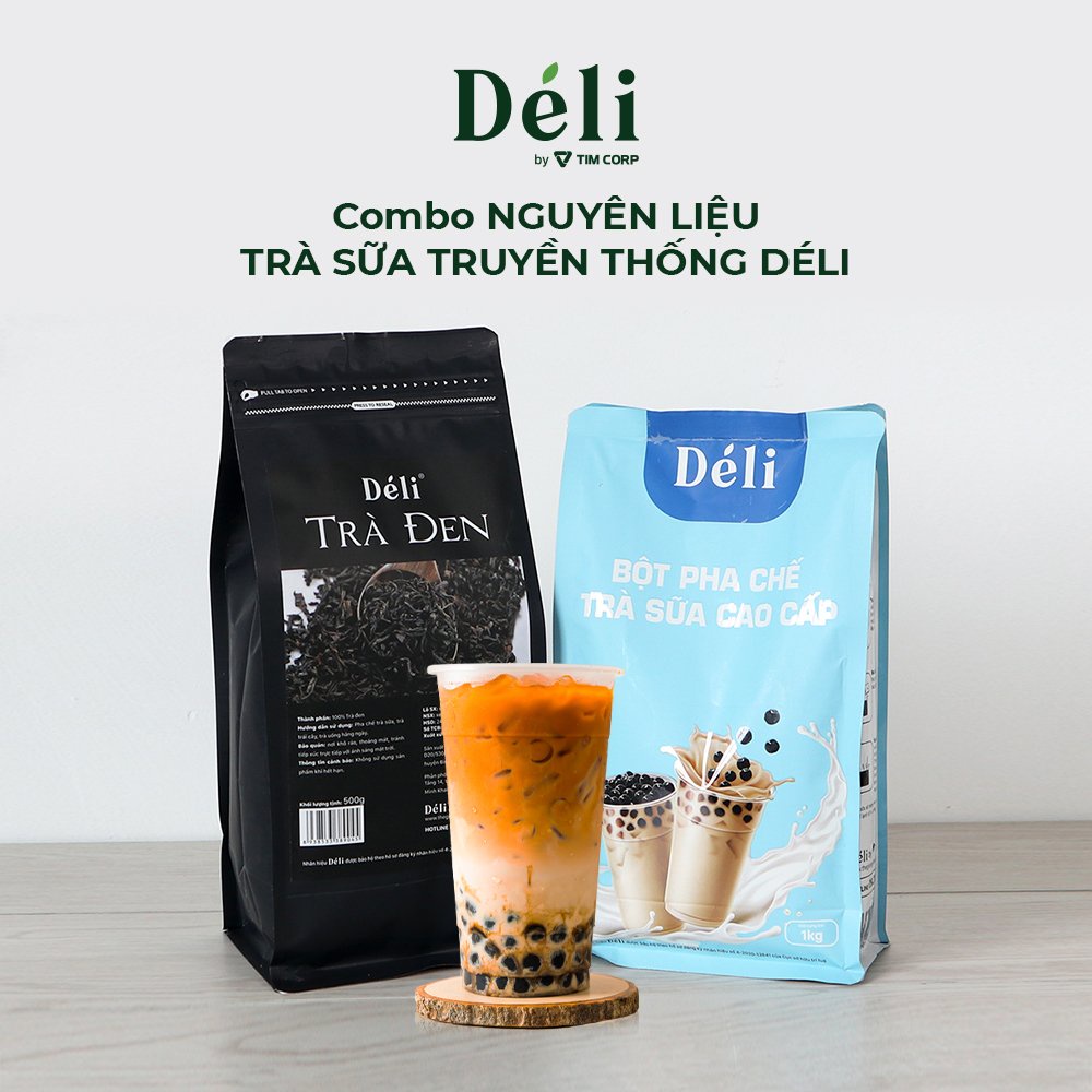 Trà đen + Bột trà sữa Déli [GIÁ SỈ TỐT NHẤT] gồm 2 món: Trà Đen: 500g - HSD: 24 tháng, Bột trà sữa: 1kg - 12 tháng, thơm