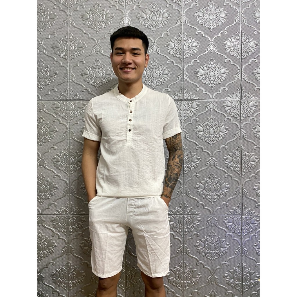 Bộ đũi nam, đồ bộ ngắn tay, mặc hè, bộ đồ 4 khuy, cổ tàu, thời trang topmen68 | BigBuy360 - bigbuy360.vn