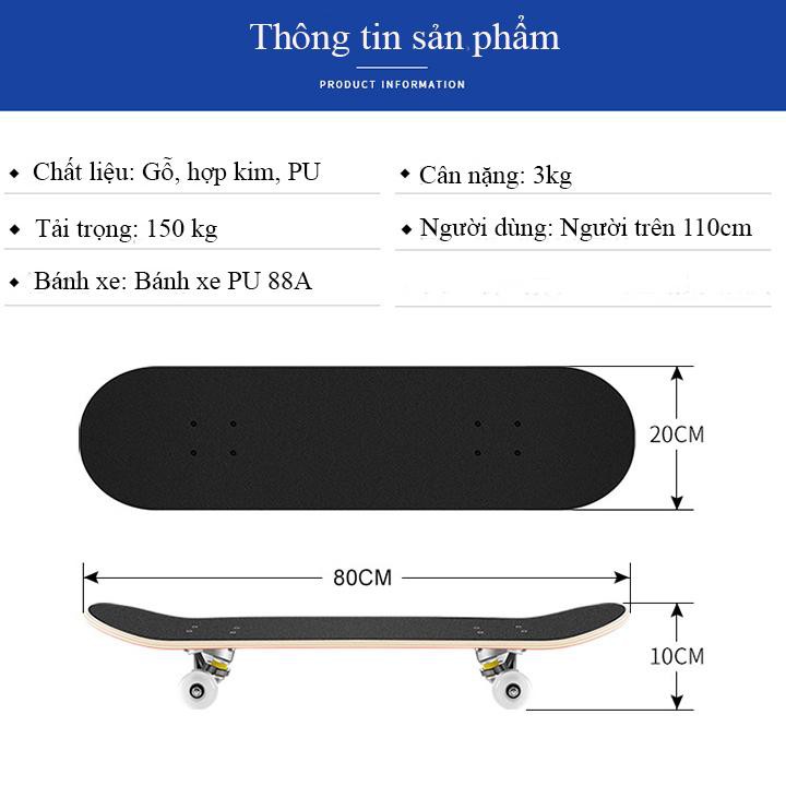 Ván Trượt Mặt Nhám Cỡ Lớn Đạt Chuẩn Thi Đấu Dòng Cao Cấp Trục Kim Loại To Chịu Lực 200kg