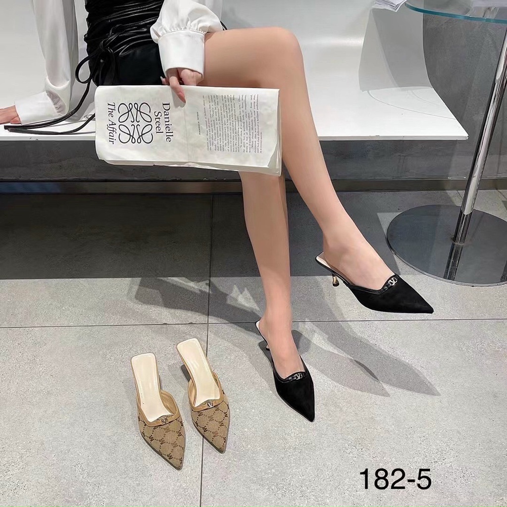 Sục nữ thời trang QC ❤️FREESHIP❤️ Giày công sở nữ chất nỉ dáng Hàn Quốc mũi nhọn đế cao 5cm 182-5