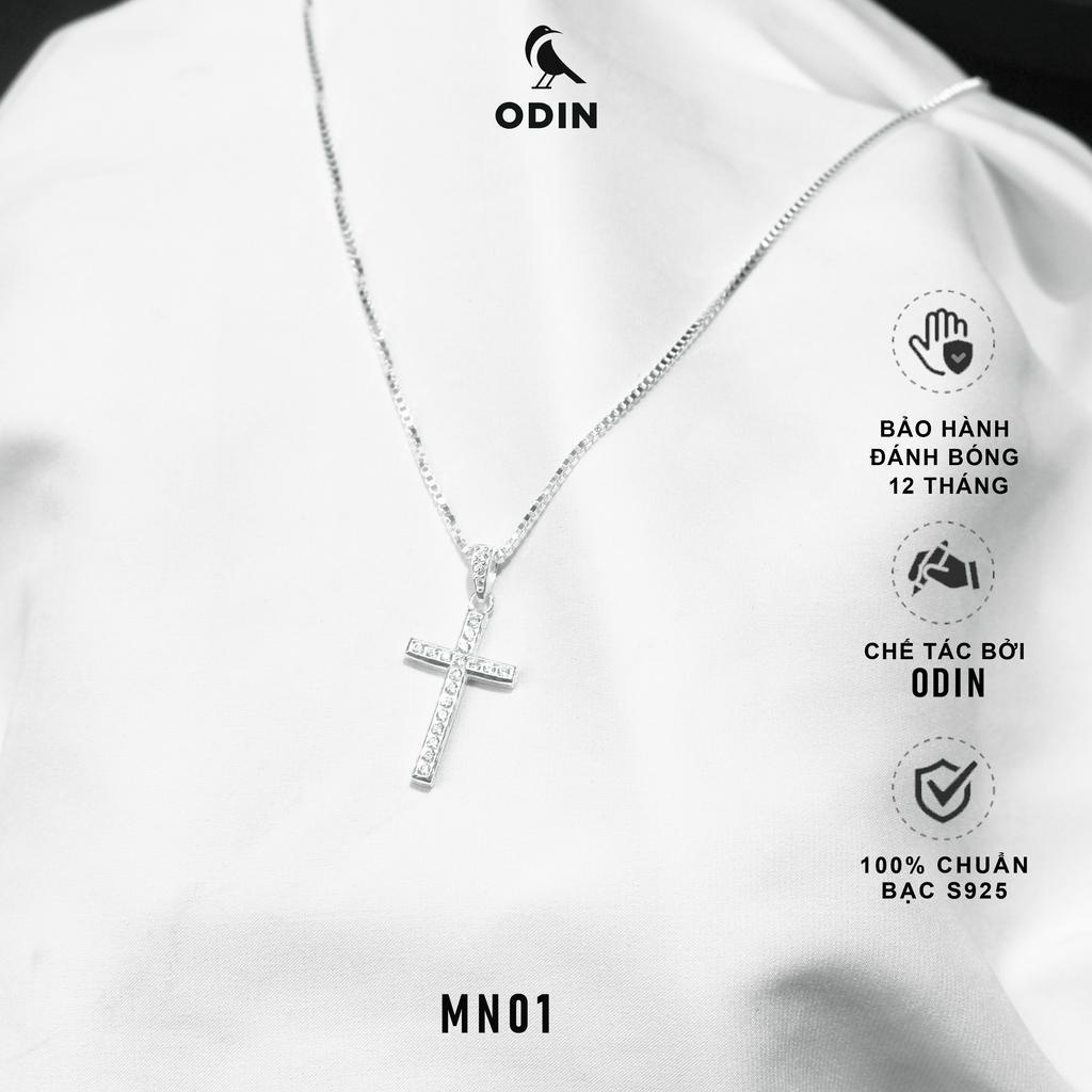 Dây chuyền ODIN Mini-cross bạc s925 đính đá cz phong cách tối giản thanh lịch | MN01
