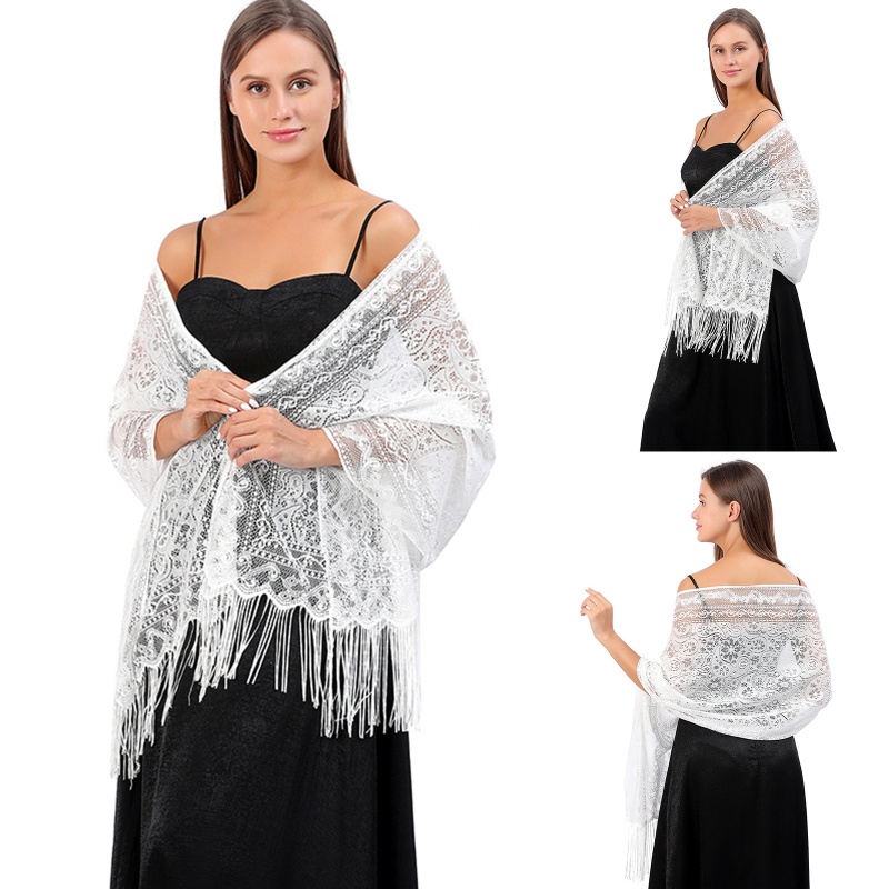 Khăn Choàng Ren Phối Tua Rua Thời Trang Nữ Tính