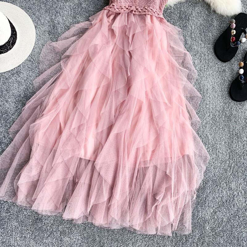 Boho Đan Chắp Vá Lưới Sexy V Cổ Spaghetti Dây Đeo Mùa Hè Midi Dài Dress Đảng Phụ Nữ Casual Bãi Biển Kỳ Nghỉ Không Thường