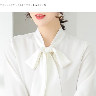Áo Sơ Mi Kiểu Công Sở Đẹp CHIPY Tay Dài Cổ Thắt Nơ Màu Trắng Chất Lụa Cao Cấp From Rộng Hàn Quốc Ulzzang Vintage A1T | BigBuy360 - bigbuy360.vn