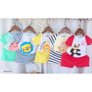 Quần áo trẻ em, combo 5 bộ cộc bé trai, bé gái size 3-14kg