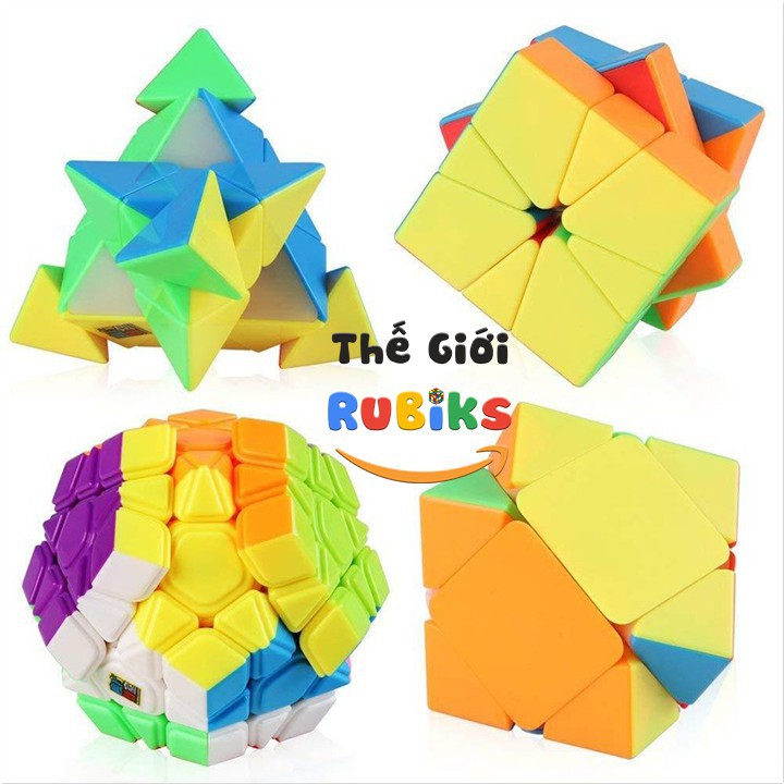 [Giảm giá thần tốc] Combo 4 Khối Rubik Biến Thể MoYu MFJS MeiLong Non-Cubic Gift Box Pyraminx Skewb Megaminx Square-1