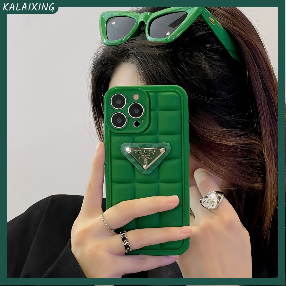 PRADA Ốp Điện Thoại Mềm Thiết Kế Hình Tam Giác 3D Cho iPhone 14 Pro Max 13 Pro Max 12 11 Pro Max Xs Max Xr X Xs