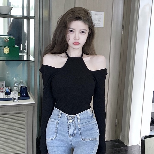 Happy-store ❤️ Áo mặc trong tay dài buộc cổ