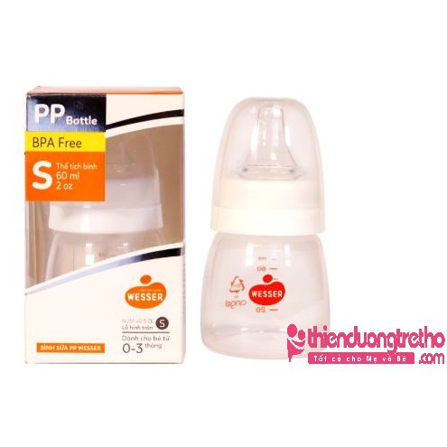 Bình Sữa Wesser Cổ Hẹp PP Mẫu mới 60ml - 140ml - 250ml