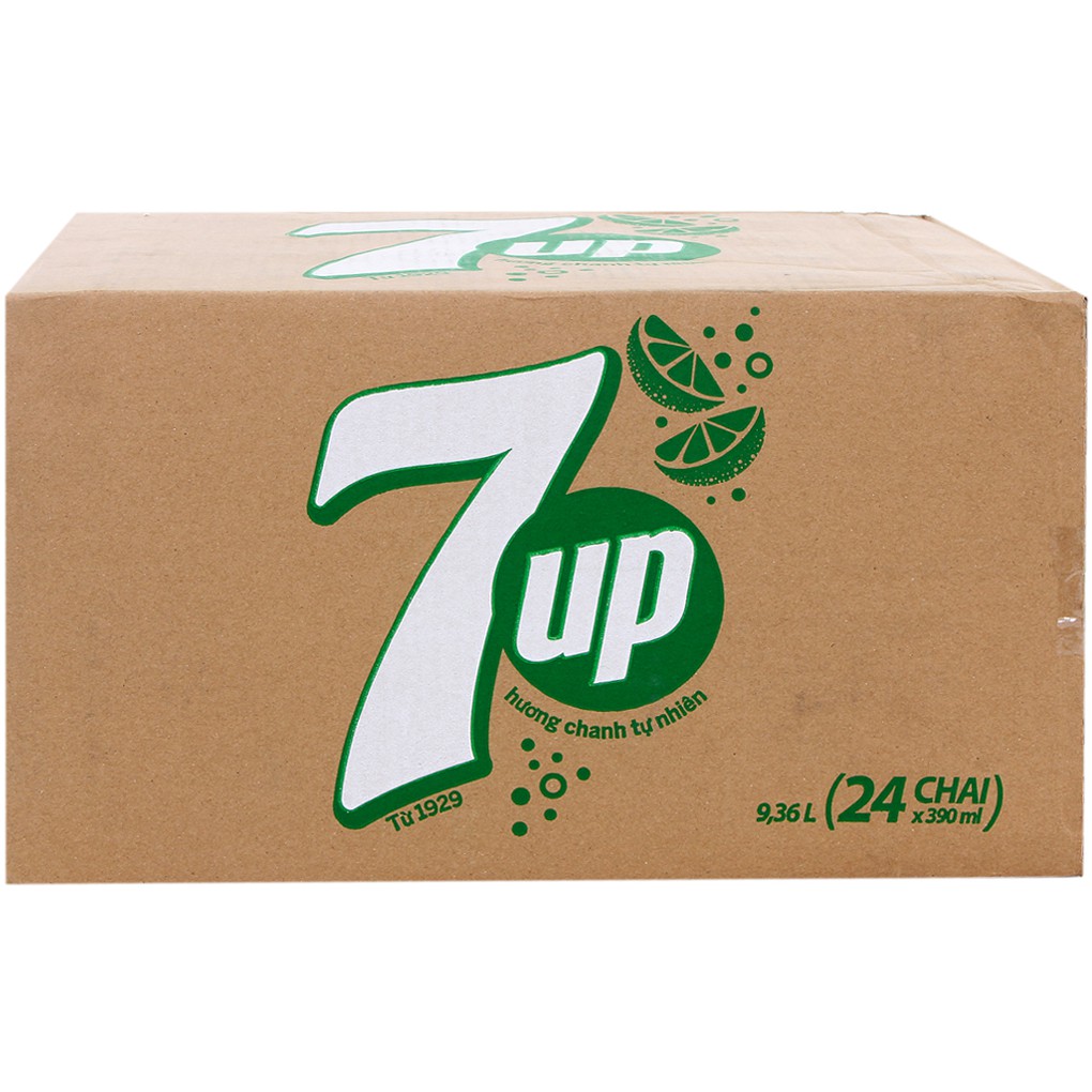 Thùng 24 chai nước ngọt 7 Up hương Chanh 390ml