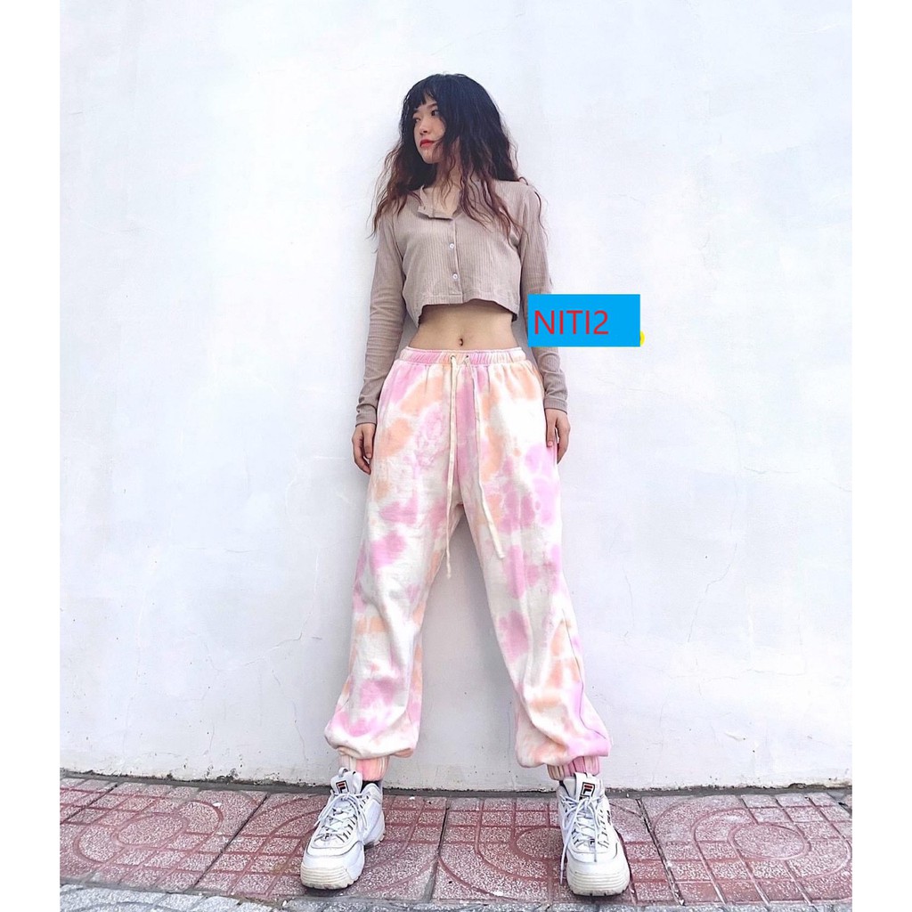 Quần Jogger Nỉ Nữ Loang Màu Hot Trend Năm 2020 Thời Trang Đường Phố Phong Cách NiTi2-NB07