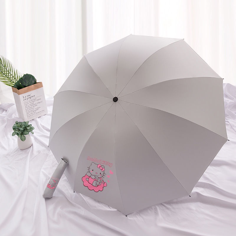 Dù Che Nắng Tự Động Chống Tia UV Hai Chức Năng In Hình Hello Kitty Cho Nữ Sinh