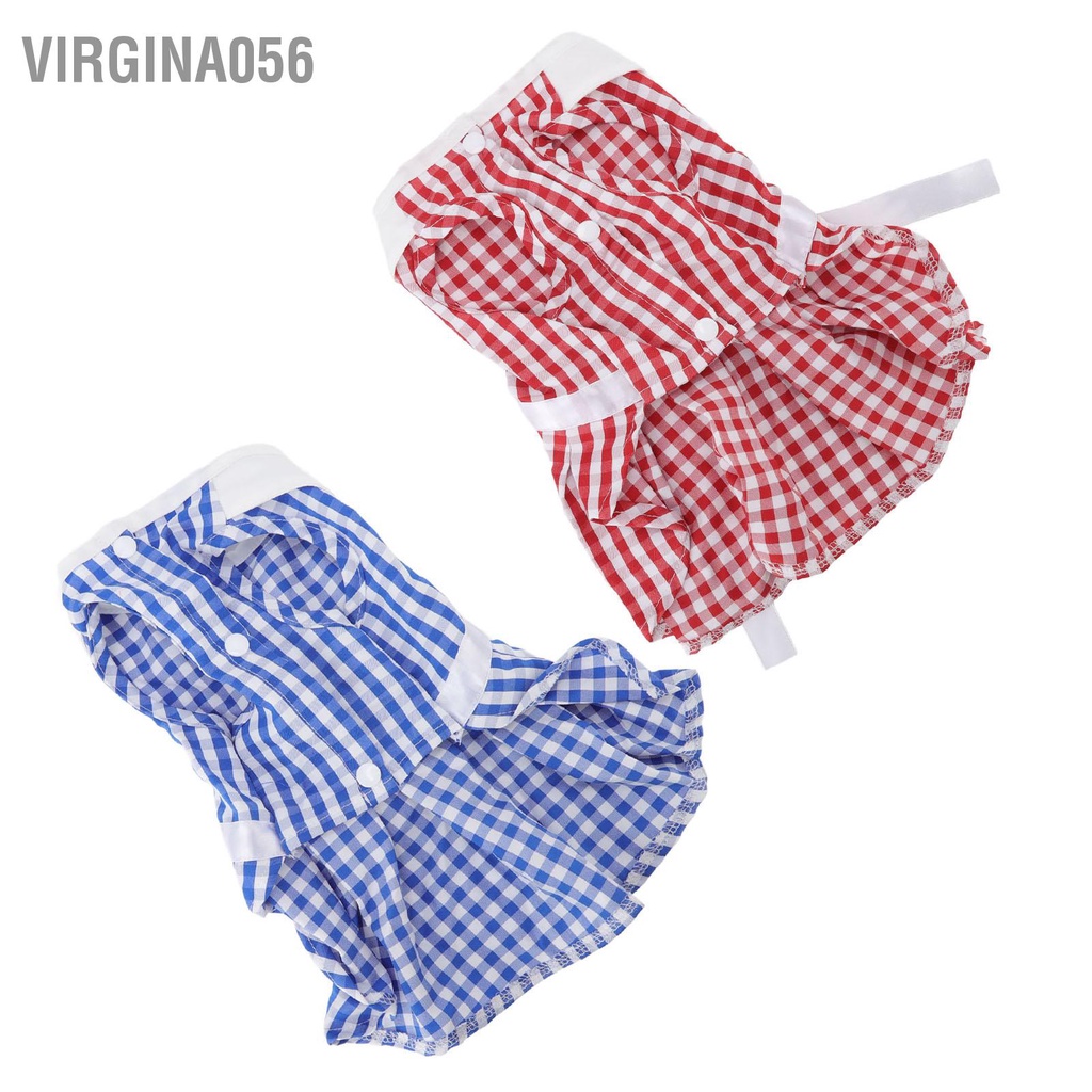 Virgina056 Váy cho thú cưng Mùa hè Kẻ sọc dễ thương Bowknot Ruy băng Đai chống nắng Bảo vệ mèo chó