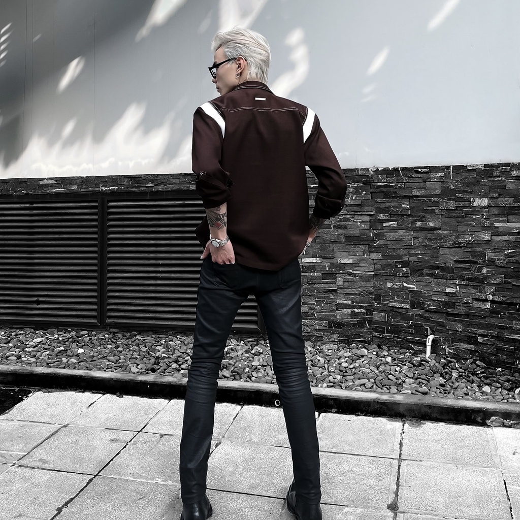 ÁO SƠ MI NAM TAY DÀI HOẠ TIẾT THIẾT KẾ "DEJA VU" SIMPLIFIRE NÂU/ ĐEN