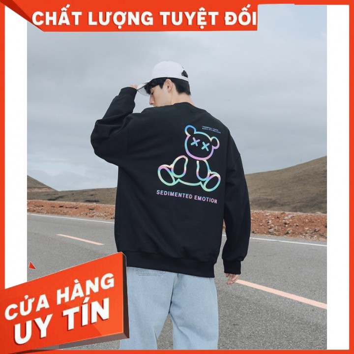 💚Áo Nỉ Sweater 💚 Phản Quang Loại Dày Lót Bông Unisex Nam Nữ Siêu Đẹp Gấu Siêu Cute