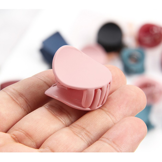 Kẹp Tóc Càng Cua Màu Pastel Nhỏ Gọn Hình Vuông, Tròn