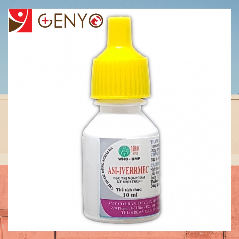 Bôi da trị ve ghẻ bọ chét cho thú cưng, nhỏ sống lưng - Asi ivermectin 10ml