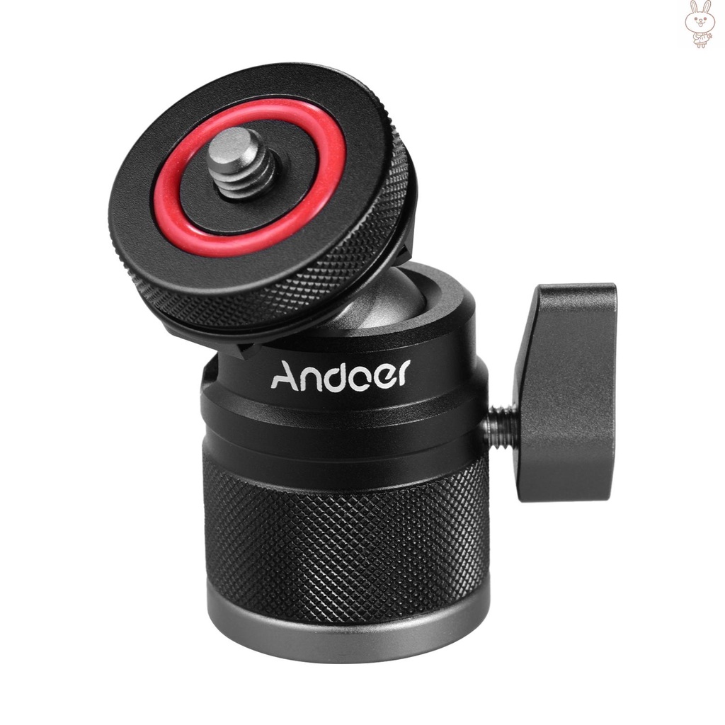 RD Andoer 2 in 1 Mini Cold Shoe Ball Head Dual Use with 1/4 Screw Cold Shoe Mount 360° Swivel Aluminum Alloy Compatible with Camera Phone Holder Speedlite Tripod Selfie Stick