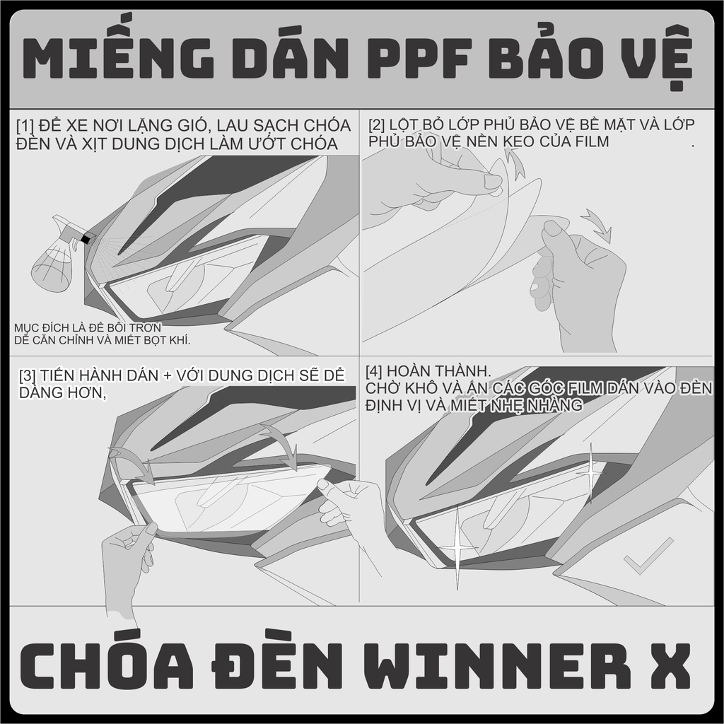 Miếng dán bảo vệ CHÓA ĐÈN Winner X [Honda RS-X] bảo vệ và phục hồi PPF Winner X 150