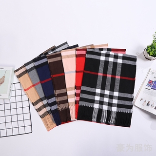 Khăn choàng len cashmere kẻ ca-rô hợp thời trang thu đông cho nam và nữ