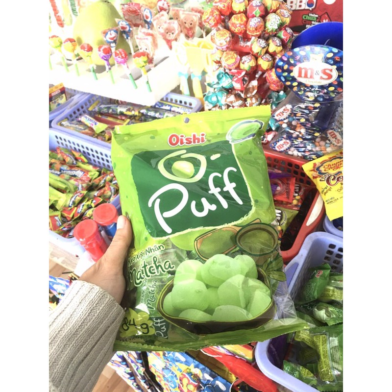 Kẹo xốp Oishi O-Puff nhân matcha/sôcôla 84g (24viênx3.5g)