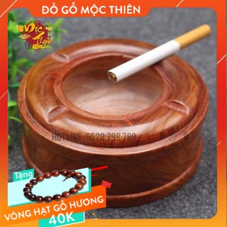 Gạt Tàn Gỗ Hương ta Nguyên Khối - Mẫu Trụ Tròn (hàng đẹp cao cấp)