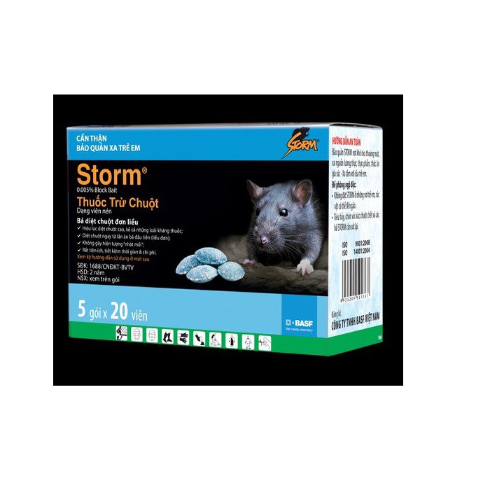 Hộp 10 gói thuốc trừ chuột Storm - Hàng nhập khẩu từ Đức - Hiệu quả bất ngờ - Mỗi gói 20 viên