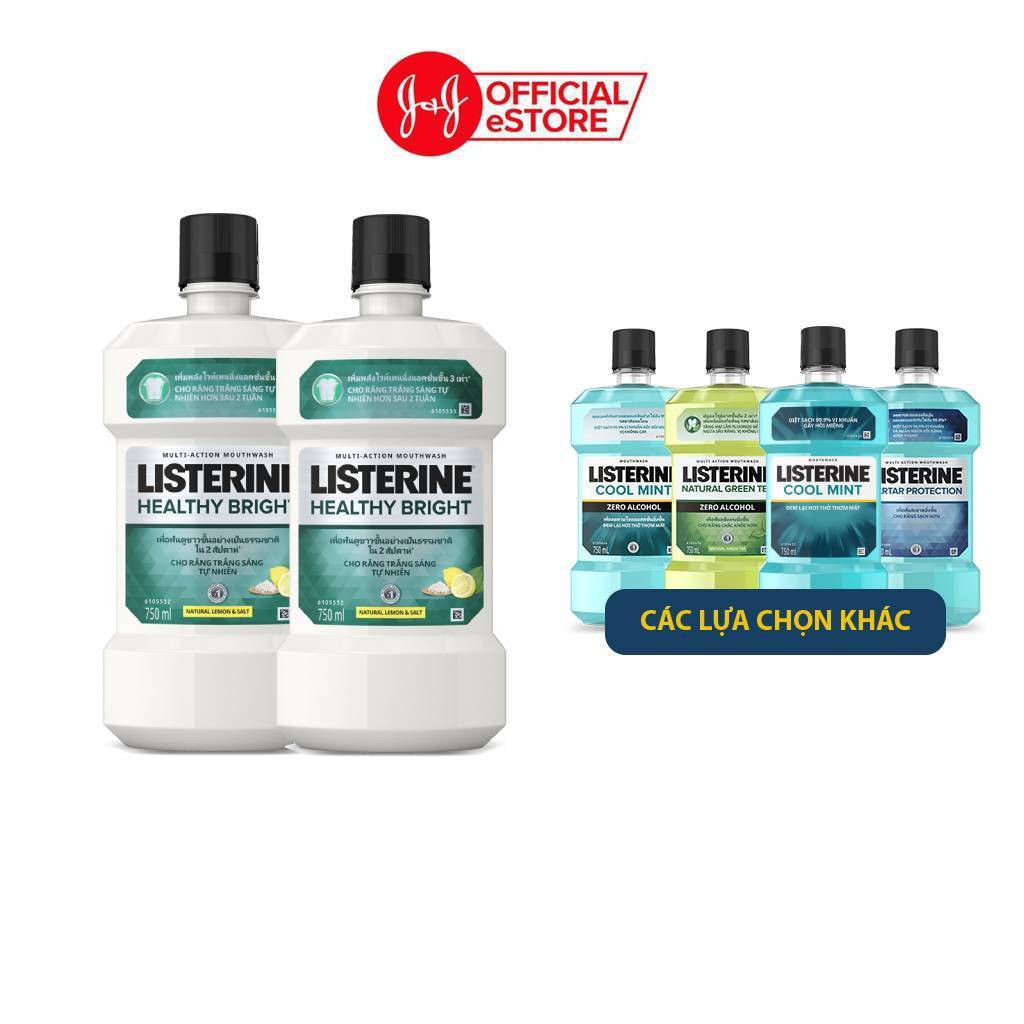 Nước súc miệng làm trắng răng LISTERINE HEALTHY BRIGHT 750ml x 2 - 540017258