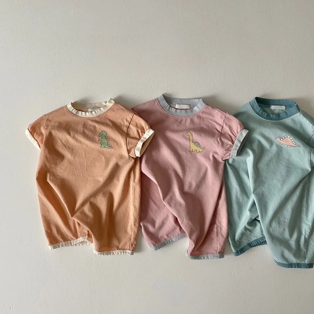 Bộ Áo Liền Quần Tay Ngắn In Hình Động Vật Thời Trang Mùa Hè Cho Bé