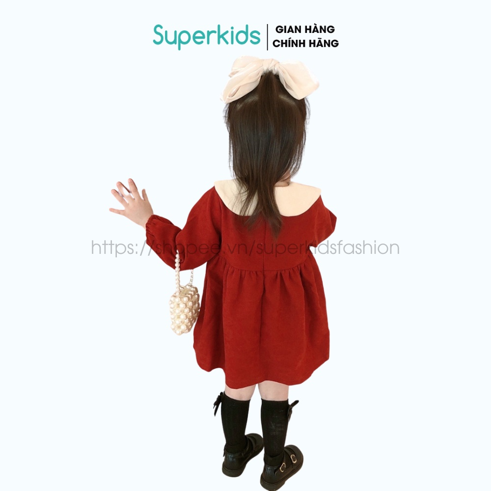 Váy Tết cho bé - Váy Nhung babydoll tiểu thư dễ thương 8-22kg QATE776