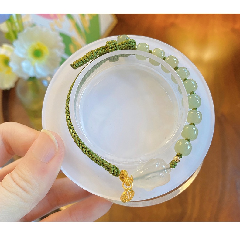 [Hàng Mới] Vòng Tay Dây Bện Mặt Hình Thỏ Trắng